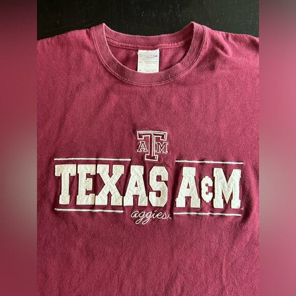 Maroon Texas A&M T-Shirt- retro- some wear Medium- pre skrunk - Picture 3 of 7